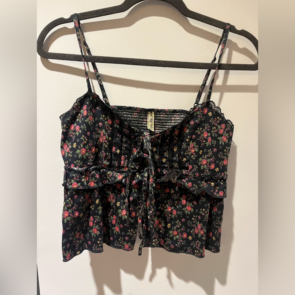 Free people ruffled lace up cami size small